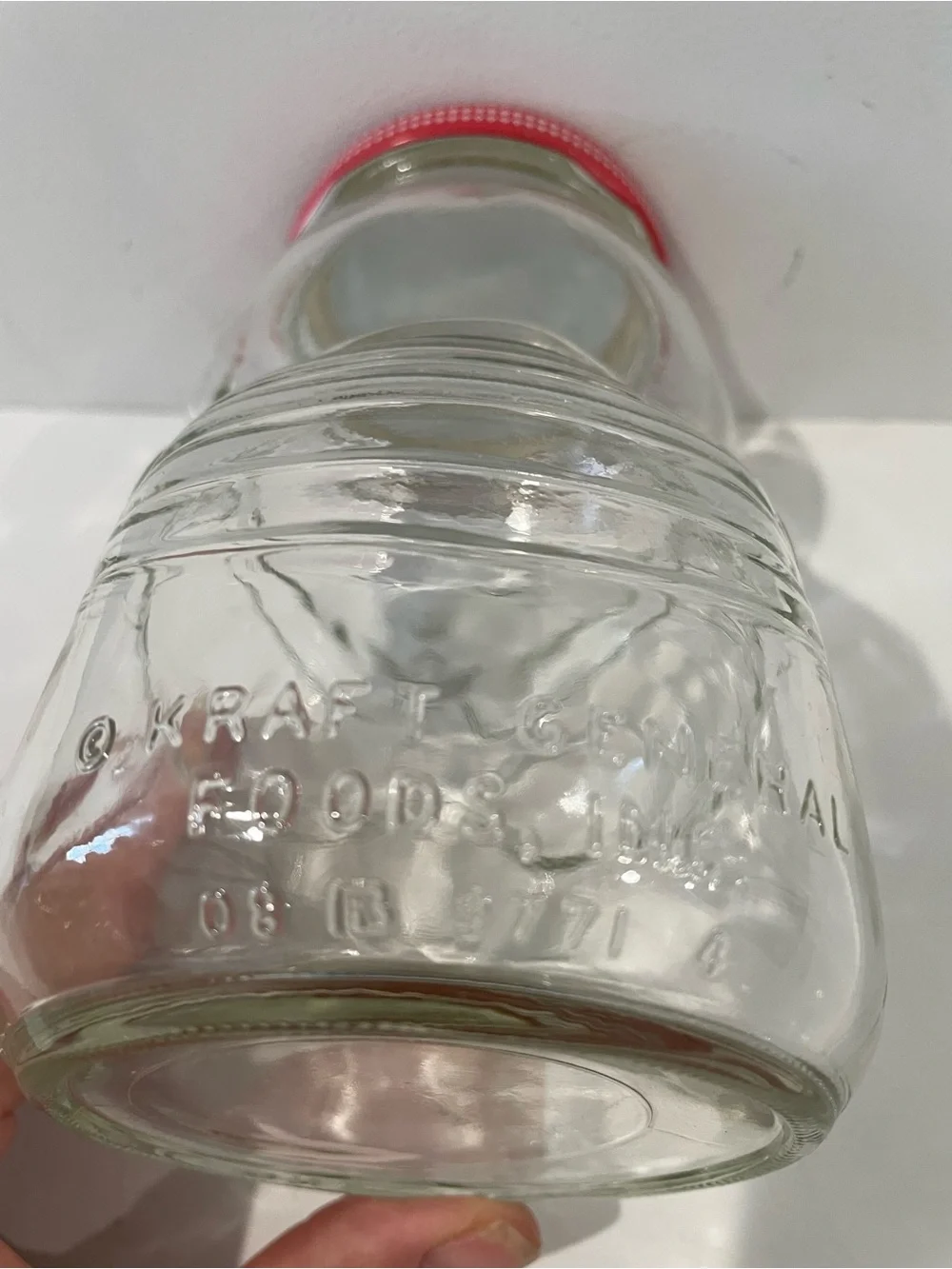 Vintage Kraft Teddy Bear Grape Jelly Jar Clear Glass 6” Tall 32 OZ Cottagecore
